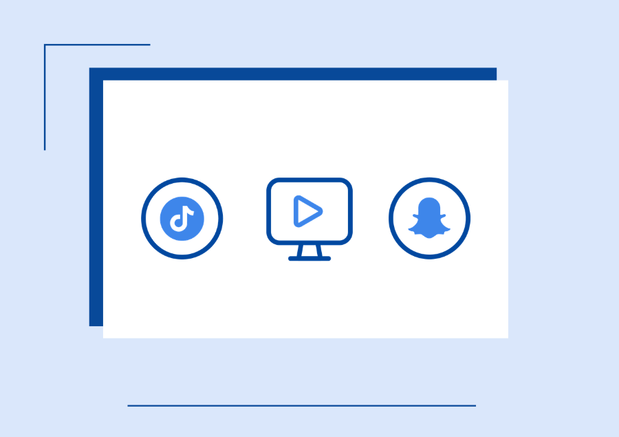 Icons with the tik tok, youtube, and snapchat logo